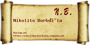 Nikolits Borbála névjegykártya